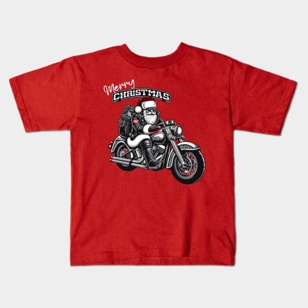 Chopper Santa “Merry Christmas” Kids T-Shirt by PrintSoulDesigns